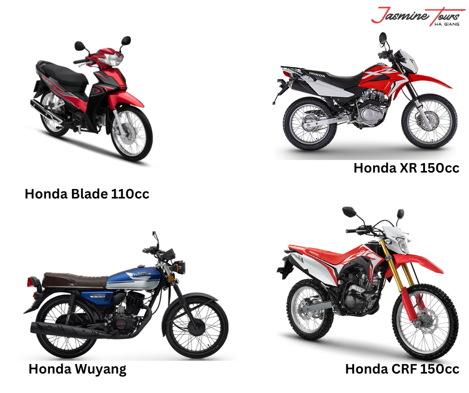 Catégories de motos disponibles à la location et prix